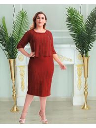 Plus Size Dresses Large Elegant Temperament Women's Wear Diamond Pin Bead Pencil Skirt Women Clothing