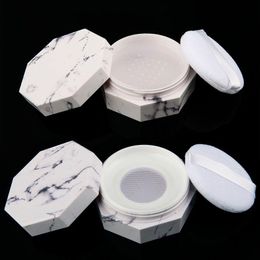 10 20ML G Marbling Octagon Shape Empty Powder Puff Case Face Loose Powder Blush Makeup Cosmetic Jar Containers With Mesh Sifter Vpjqu