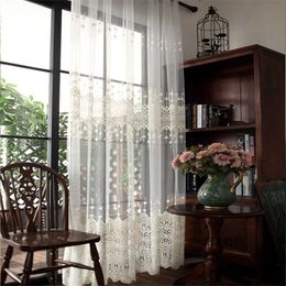 Curtain Modern White embroidery tulle curtains for bedroom living room window Elegant sheer curtain Ready made R230815