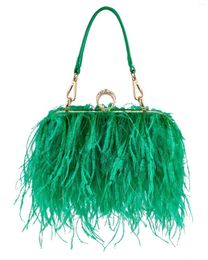 Evening Bags Ostrich Feather Party Clutch Bag Women Wedding Purses And Handbags Small Shoulder Chain Designer