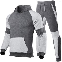 Men's Tracksuits 2023 Autumn Hooded Sweatshirt Suit Fashion Sports Set Hoodie And Sweatpants 2PC Patchwork Color Male Jogger