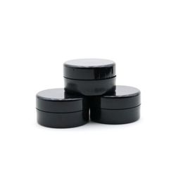 5ML Cosmetic Sample Empty Jar Plastic Round Pot Black Screw Cap Lid, Small Tiny 5Gram Bottle, for Make Up, Eye Shadow, Nails, Powder, P Kils