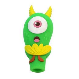 New Colourful Silicone Pipes Innovative Eyed Eggplant Shape Portable Easy Clean Glass Nineholes Philtre Spoon Bowl Herb Tobacco Cigarette Holder Hand Smoking