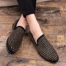 Dress Shoes Full Shining PVC Bricks Decoration Formal Men s Soft Sole Slipon Loafers Luxury Party Flats Casual 230814