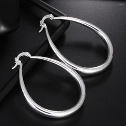 Hoop Earrings Charm 925 Sterling Silver 41MM Smooth Circle Big For Women Lady Fashion High Quality Wedding Jewellery Gifts