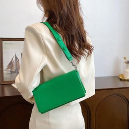 Evening Bags 2023 Brand Women Chic Armpit Clutch High Quality PU Leather Handbags Female Green Crossbody Flap Shoulder