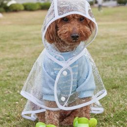 Dog Apparel Pet Raincoat Transparent Snap Button Design Hooded Minimalistic Adjustable Windproof Soft Rainwear Rain Gear Supply