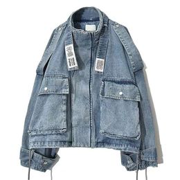 Womens Jackets Retro Denim Coat for Women Short Loose Letter Student Harajuku Ladys Denim Jackets Hiphop Spring and Autumn Cowboy Old Outwear 230815