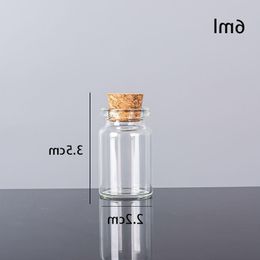 6ML 22X35X125MM Small Mini Clear Glass bottles Jars with Cork Stoppers/ Message Weddings Wish Jewellery Party Favours Iswgm