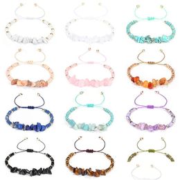 Identification 12Color Natural Gem Stone Bracelet Irregar Crystal Turquoise Amethyst Nets Bracelets Bangles Quartz Wristband For Dro Dhlyo