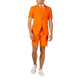 Men's Suits Summer Beach Men Suit Short Shirt Shorts Fashion Casual Linen 2 Piece Wedding Business Travel Slim Fit Comfortable Jacket Pants