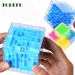 Wholesale 3D Transparent Six-sided Puzzle Speed Magic Cube Rolling Ball Game Cubos Maze Toys for Children Educational