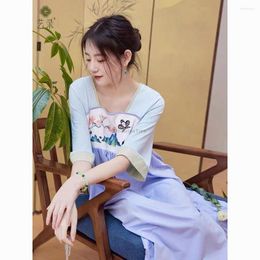 Women's Sleepwear 2023 Chinese Style Home Dress Spring Summer Sleeved Pure Cotton Ancient Hanfu Pyjamas Nightdress S311