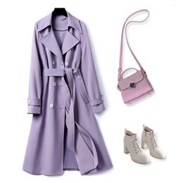 Women's Trench Coats sale Women Vintage Autumn Double Breasted Long Coat Lapel Female Windbreaker Sleeve Lady Trend Casual Outerwear 230814