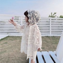 Jackets Summer Sun UV Protection Mosquito Long Toddler Cardigan Lace Kids Hooded Outerwear Girls Princess Coat 230814