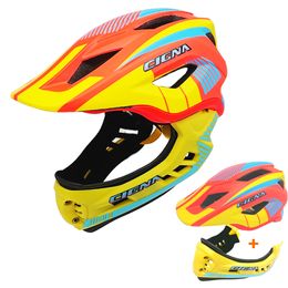 Cycling Helmets Kids Full Face Mtb Helmet Motorcycle 2 In 1 with Removable Taillight for MTB DH Skateboarding Sprots Bicycle Boy Girl 230814