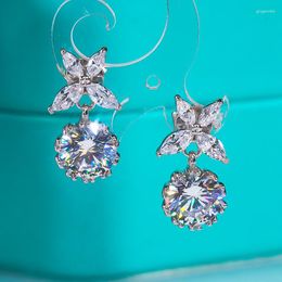 Stud Earrings QINHUAN Cute Round Moissanite Studs For Women S925 Sterling Silver With Platinum Plated Fine Jewellery Summer