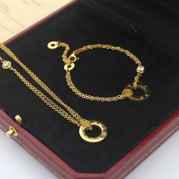 Double layer bracelet necklace designer Jewellery Set with diamonds luxury Jewellery womens gold plate Jewellery fashion woman titanium steel chain designer necklace