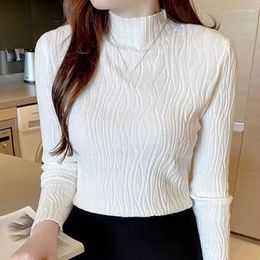 Women's Sweaters Black White Knitted Sweater Women Pullover 2023 Spring Long Sleeve High Elastic Jumper Slim Fit Solid Casual