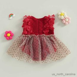 Girl's Dresses Newborn Baby Girls Romper Dress Summer Sleeveless Mesh Patchwork Flowers Party Princess Bodysuit Jumpsuit Clothing Outfit R230815