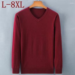 Men's Sweaters 8XL 7XL 6XL Fall Winter High End Casual Wool Sweater Men Long Sleeve V-neck Mens Keep Warm Pull Homme 2023