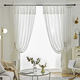 Curtain European White lace tulle Curtains sheer for living room bedroom window luxury floral curtain drapes R230815