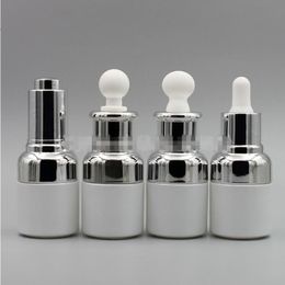 20ML Upscale Pearl White Empty Refillable Glass Essential Oil Dropper Bottles Makeup Cosmetic Container Bottle Pot and Glass Eye Droppe Oxkv