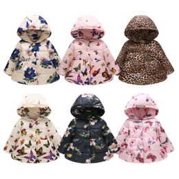 Jackets Winter Keeping Warm Girls Jacket Cartoon Butterfly Flower Thick Plush Hooded Outwear For Kids Toddler Children Windbreaker Coat 230814