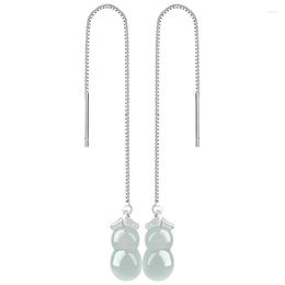 Dangle Earrings Burmese Jade Gourd Natural Designer Women Chinese Charms Jewellery Gemstones 925 Silver Jadeite Accessories White Stone