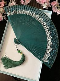 Decorative Figurines Bamboo Folding Hand Fan Chinese Style Floral Patterns Handheld Summer Vintage Dancing Party Hanfu For Women Ladies