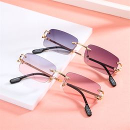 Fashionable Cut Edge Sunglasses Street Photography Sunglasses Personalized Small Square Frameless Sun Glasses