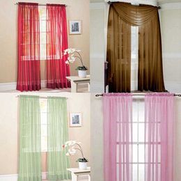 Curtain Glass Yarn Sheer Window Valance Curtain Pure Colour Translucent Useful Curtains Bedroom Home Wedding Decor