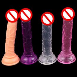 Sex Toy Massager Erotic Soft Jelly Dildo Realistic Bullet Vibrator Anal Strap on Big Penis Suction Cup for Adult Woman