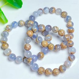 Strand Natural Blue Lace Agate Bracelet Healing Fashion Reiki Crystal Gemstone Man Woman Fengshui Jewellery 1pcs 9/10mm