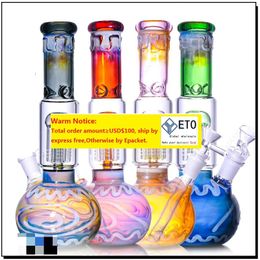 New Design Bongs 9MM Glass Tube Smoked Silver Round ball with round bottom 6 arm tree filterable Hookahs Tobacco bong with tobacco bowl LL