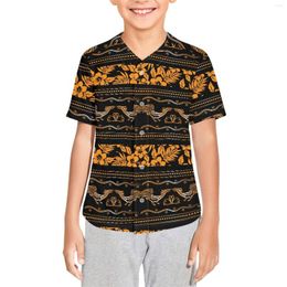 Men's Casual Shirts Polynesian Tribal Hawaiian Totem Tattoo Hawaii Prints Kid Hip Hop Clothing Baseball Jersey Cardigan Shirt Top Streetwear