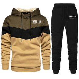 Mens Tracksuits Nova tendncia roupa de treino masculino moletom com capuz 2 peas conjunto roupas esportivas jogging wear trapst 230815