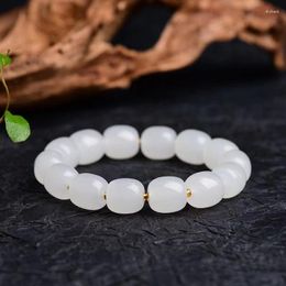 Strand Wholesale Alabaster Crystal Quartz Natural Stone Streche Bracelet Elastic Cord Pulserase Jewelry Beads Lovers Woman Gift