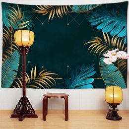 Tapestries Plant Flower Leaf Tapestry Green Leaf Tropical Plants Of Southeast Asia Wall Hanging TV Background Wall Tapestry