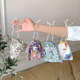 Storage Bags 1pc Women Organiser Bag Handbags Small Pouch Travel Cloth Floral Purse Drawstring Coin Lipstick Jewellery