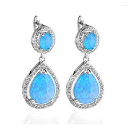 Dangle Earrings Luxury Female Water Drop Boho Big Blue White Fire Opal Long For Women