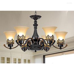 Pendant Lamps 6 Heads Mediterranean American Country Rustic Lights E27Idyllic Living Room Bedroom Study Drop Lights.