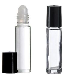 10 Ml 1/3oz Glass Roll on Bottles Empty Aromatherapy Perfume Bottles- Refillable Slim with Cap Transparent Wrcrx