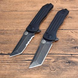 Flipper Folding Knife 8Cr13Mov Black Stone Wash Serrated Blade Aluminum/Stainless Steel Handle Ball Bearing Outdoor EDC Pocket Knives