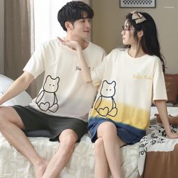 Men's Sleepwear Couples Cotton Cartoon Cute Women's Short Pyjamas Set Shorts Pijamas Suit Plus Size 3XL Nightwear For Lovers