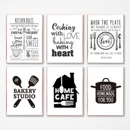 Kitchen Rules Canvas Painting Art Modern Minimalist Poster And Prints Wall Art Picture Wall Kitchen Resturant Decoration Wo6