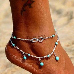 Anklets KINFOLK Anklets For Women Bohemian Foot Jewellery Summer Beh Brelet Vintage Ankle On Leg Ankle Strap cessories Anklets J230815