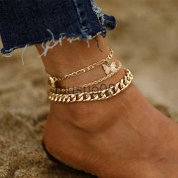 Anklets Delysia King New Butterfly Chain Multi-layer anklet Creative Simple Golden anklet Set J230815