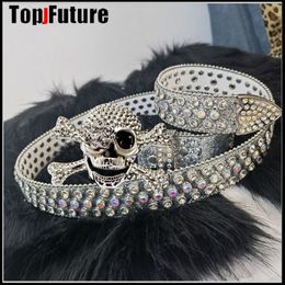 Belts Women Men Gothic Lolita Punk Harajuku Y2K girl skull cower boy belt Bling waist Belt Punk Cool cosplay party belt gift 230814