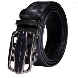 Belts Hi-Tie 15 Style Metal Automatic Buckle Mens For Men Black Leather Ratchet Waist Strap Dress Jeans Belt Brother Son Dad